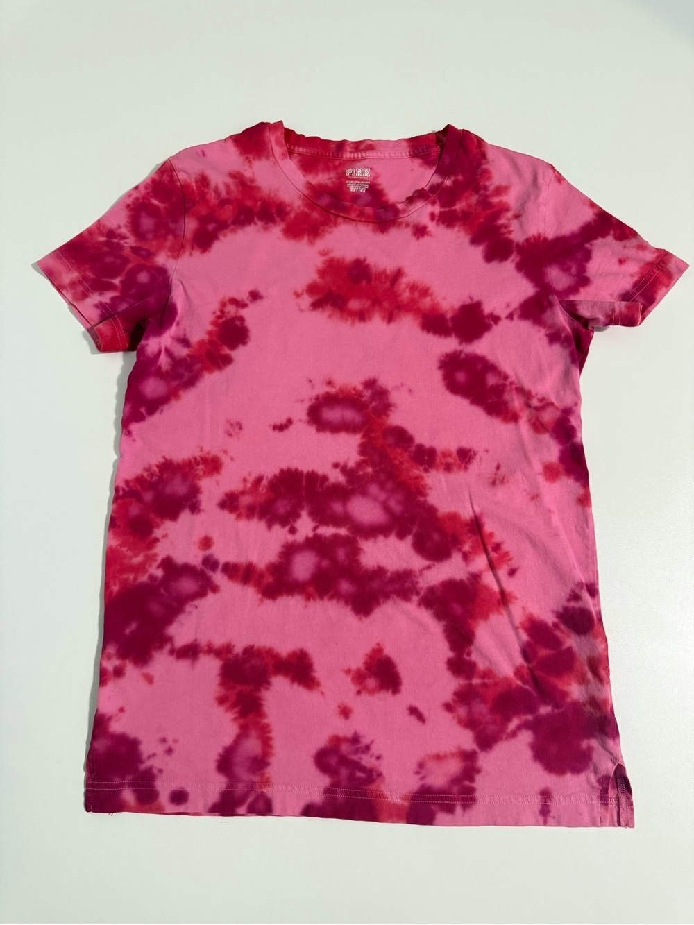 PINK Victoria's Secret Pink and Red Tie-Dye Short Sleeve Tee